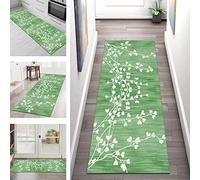 Rug Runner Kitchen non slip Carpet Runners Hallway 50X150CM Green Abstract Doormat Indoor Long Runner Rug for Hallways Living Room Bedroom Anti-Slip Corridor Carpets Entryway Floor Mat by meter