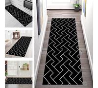 Rug Runner Kitchen non slip Carpet Runners Hallway 60X150CM Doormat Indoor Long Hall Runner Rug anti slip Living Room Bedroom Black White Carpets Entryway Mats Geometric Area Rugs Width 40-120cm