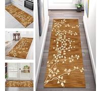 Rug Runner Kitchen non slip Carpet Runners Hallway 60X200CM Brown 3D Abstract Doormat Indoor Long Runner Rug for Hallways Living Room Bedroom Anti-Slip Corridor Carpets Entryway Floor Mat by meter