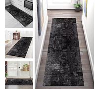 Rug Runner Kitchen non slip Carpet Runners Hallway 60X500CM Black Dark Grey Doormat Indoor Long Runner Rug for Hallways Living Room Bedroom Anti-Slip Corridor Carpets Entryway Floor Mat by meter