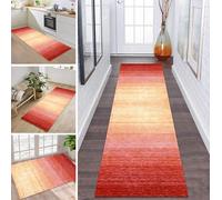 Rug Runner Long Hallway Carpet Non-Slip Washable Red Brown Hallway Mats 110 x 500 cm Dirt Trapper Sold by the Metre Bedroom Living Room Dining Room Kitchen