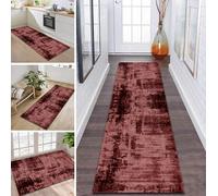 Rug Runner Long Hallway Kitchen Non-Slip Washable Kitchen Runner 100 x 310 cm Red Black Carpet Mats Polyester Corridor Carpet Runner Hallway Living Room Bedroom Dirt Trapper Mat Kitchen Rug