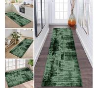 Rug Runner Long Hallway Kitchen Non-Slip Washable Kitchen Runner 45 x 200 cm Light Green Black Carpet Mats Polyester Corridor Carpet Runner Hallway Living Room Bedroom Dirt Trapper Mat Kitchen Rug