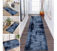 Rug Runner Long Hallway Kitchen Non-Slip Washable Kitchen Runner 90 x 350 cm Blue Black Rug Mats Polyester Corridor Carpet Runner Hallway Living Room Bedroom Dirt Trapper Mat Kitchen Rug