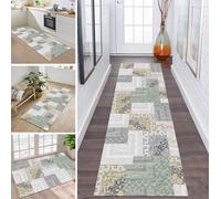 Rug Runner Long Kitchen Hallway Carpet Runner Non-Slip Washable Kitchen Runner Rug Mats Grey Green Hallway Mats 50 x 150 cm Dirt Trapper Mat Sold by the Metre Hallway Rug Bedroom Living Room Dining