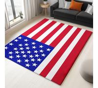 Rug Short Pile Non Slip Backing Sturdy Carpet 120 x 170 cm, Faux Wool Polyester Material, not easy shedding, Flag Stars Stripes Banner Symbol Patriotism, for Kitchen Living Room Study Room Bedroom