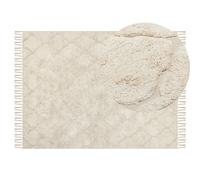 Beliani Rug SILCHAR Beige 140x200 cm Cotton, Cream
