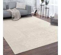 Paco Home Large Rug Short Pile Monochrome Modern Style Soft Cream, Size:140x200 cm