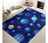 Rug Space Various Planet, Soft Microfiber Non-slip Short Pile Carpet Machine Washable Area Rugs for Living Room Bedroom Kitchen Dining Room, 120 x 160 cm, Hyper Realistic Blue