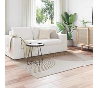 Rug Square 120x120cm Cream Polyester Non-Slip Machine Washable Indoor Durable