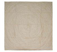 Rug Square 240x240 cm Natural & White Jute Area Rug Machine Washable Indoor Soft