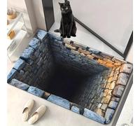 Rug That Looks Like a Hole, 3D Hole Illusion Rug with Anti-Slip Particles, Dog Gets Scared of 3D Hole Carpet, for Door Entrance, Bathroom, Stairs, Playroom, Living Room, Area Decoration (B(40*60cm))