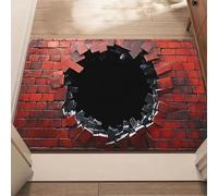 Rug That Looks Like A Hole, Visual Illusion Floor Mat, Quick Water Absorption, Safe and Non-slip, Suitable for Entryway, Bedroom, Living Room(Red,Medium)