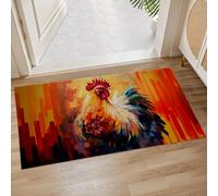 Rug Vibrant Rooster Non Slip Door Mat Soft Flannel Mat For Front Door Kitchen Bedroom 40X60Cm