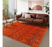 RUG WEAVERS Rugs Living Room - Machine Washable Rug, Low Pile Non-Slip Area Rug - Area Rugs for Livingroom Bedroom Kitchen - Pet Friendly Carpet, Modern Room Decor (Orange, 160X230)