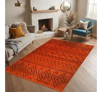RUG WEAVERS Rugs Living Room - Machine Washable Rug, Low Pile Non-Slip Area Rug - Area Rugs for Livingroom Bedroom Kitchen - Pet Friendly Carpet, Modern Room Decor (Orange, 120X180)