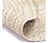 Rug White Brown 180cm Handwoven Braided Jute Cotton Round Natural Texture Rustic