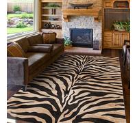 Rug with Zebra Pattern, Brown, 1.5 x 2.1 m, Zebra Rugs for Living Room, Animal Rug, Tiger Print, Black and Gold