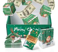 Rugam Merry Christmas Surprise Gift Box Cash Pop-Up Explosion Box for Money | DIY Unique Xmas Folding Bouncing Gift Box, Birthday Surprise Blast Envelope Gift Box for Women Men and Kids(16 Bounces,Green)