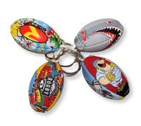 RUGBIER | Pack of 4 Rugby Keychains - Mini Ball Collection - Original Gift for Fans and Players - Unique and Detailed Designs, multicoloured, Llavero