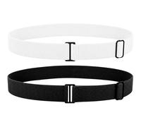 RUGBOL 2 Pcs Adjustable Shirts Belts for Women, Shirt Tuck Band Elastic Belt Women for Change The Style of Your Tops With Thin Flat Buckle Women's Belts for Tops Shirt Jeans White Black Womens Belt
