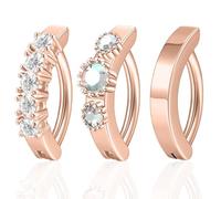 RUGBOL 3 Pcs Belly Button Bars, Belly Bar Button Piercing Titanium Ring-Shaped Arc-Shaped Belly Bars Stainless Steel Belly Bars for Women Girl (Rose Gold)