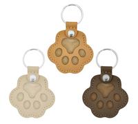 RUGBOL 3 Pcs Pet Keepsake Keyring, Pet Paw Shaped Leather Keychain Hair Storage Pouch for Pet Commemorative Memorial Collection Gift