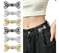 RUGBOL 6 Pair Waist Tightener Clips, Metal Buttons Trouser Clips for Loose Jeans Jean Buttons Cinch Clip for Jeans Skirts 3 Colors Cardigan Clip for Clothing Decoration