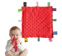 RUGBOL Taggy Blanket, Baby Taggy Comforter Tag Blanket Baby Comforter Toy Taggies for Babies for Newborn Boys (Red)