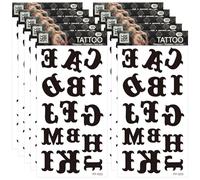 RUGBOL Temporary Tattoo, 10 Pcs Personalised Temp Tattoos, Style 2, Black, Water Resistant, Letter Print, All Ages