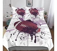 Rugby 3D Print Duvet Cover Soft Microfiber Quilt Cover with Zipper Closure Ball Sports Comforter Cover 3 Piece,Microfiber Bedding Super Soft Breathable for Kids Teens Adults Double（200x200cm）