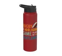 Rugby A Hooligans Game Played by Gentlemen Rugby Player Stainless Steel Insulated Water Bottle