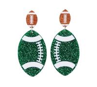 Rugby Acrylic Earrings Thin Flash Football Earrings Lightweight Pendant Sports Earrings Jewelry Gift for Women, metal Alloy, metal
