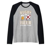 Rugby and Beer Thats Why Im Here English Flag Rugby Fans Try Raglan Baseball Tee