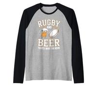 Rugby and Beer Thats Why Im Here Sports Fans Try Score Kick Raglan Baseball Tee