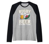 Rugby and Beer Thats Why Im Here Welsh Flag Rugby Fans Try Raglan Baseball Tee