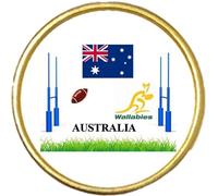 Rugby Australia Wallabies Sport Nation Round Gold Colour Badge And Velveteen Bag