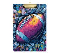 Rugby Ball Colorful clipboards with folders Transparent for Teacher Portfolio clipboard Size 9 x 12