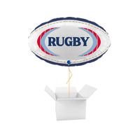 Rugby Ball Foil Helium Balloon - Inflated Balloon in a Box