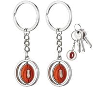 Rugby Ball Keyring,2 PCS 360° Rotating 3D Rugby Keychain, Mini Pendant Football Keyring for Men & Women - Durable Metal Sports Keychain Gift for Rugby Fans, Players, and Enthusiasts