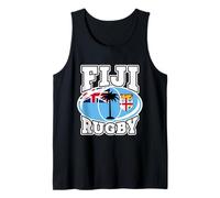 Rugby Ball with Palm Tree Fiji Flag Fijian Pride Tank Top