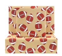 Rugby Ball Wrapping Paper, 4 Sheets Football Wrapping Paper for Men Boys Kids 50x70cm, Brown Sports Rugby Gift Wrap Paper for Sport Events Wedding Birthday Party