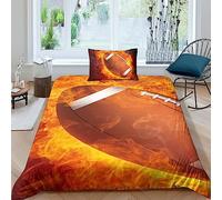 Rugby Bedding Duvet Cover Set 3D Print Quilt Cover Bedding Sets with Zipper Closure Soft Microfiber Ball Sports Comforter Cover Single King Size Microfibre Duvet Cover Set with PillowcasesSingle（135x2