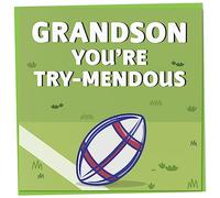 Rugby Birthday Card for Men, Grandson You're Try-Mendous, Card for Rugby Fan or Sport Lover, Gift Men