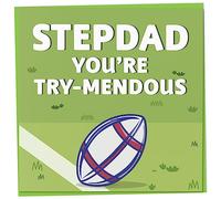 Rugby Birthday Card for Men, Happy Fathers Day Card, Stepdad You're Try-Mendous, Greeting for Rugby Fan or Sport Lover, Gift Men