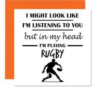 Rugby Birthday Card for Men Women - In my Head - Happy Birthday Card for Auntie Uncle Nanny Colleague, 145mm Bday Greeting Cards