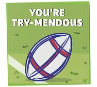 Rugby Birthday Card for Men, You're Try-Mendous, Card for Rugby Fan or Sport Lover, Rugby Gift for Men
