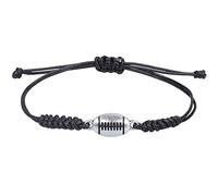 Rugby Bracelet Adjustable Charm Alloy Boys Girls Youth Gift Hand Woven Rope Sports Team Player Party Pearl Necklace for Women (Black, One Size)