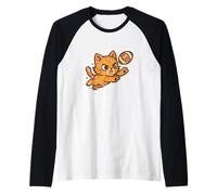Rugby Cat Dive Cartoon Raglan Baseball Tee