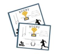 Rugby Certificate of Excellence Award 30pk 8.5x11” Sports Coach Camp Instructors Participation End of Year Team Athletic Award Football Field